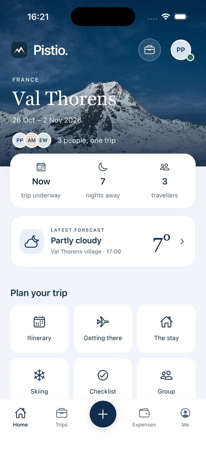 Pistio trip home for Val Thorens, with weather and planning shortcuts
